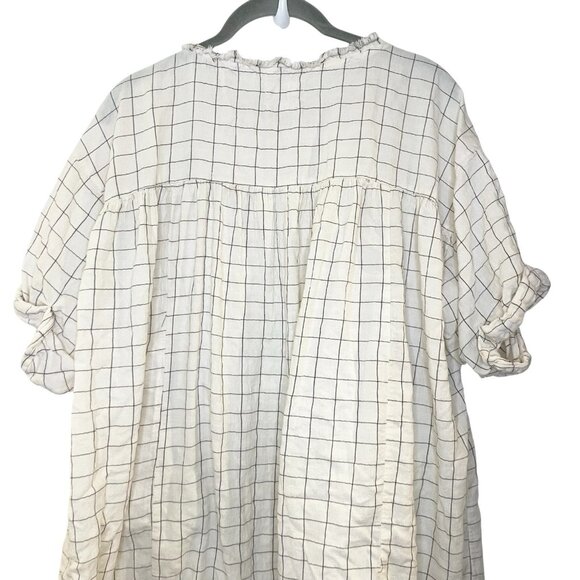 Urban Outfitters Dina Button Front Frock Dress Size XS/S White Window Pane Plaid - Picture 6 of 8